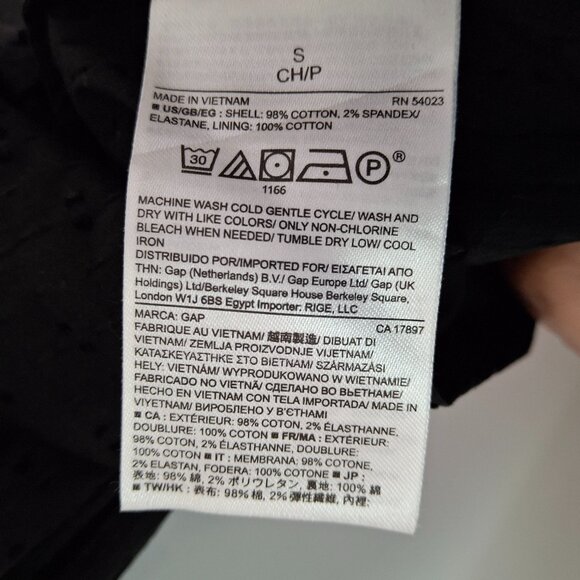 Vintage GAP Shift True Black Smocked Eyelet Cotton Dress, Lined Size S, Pockets - Picture 7 of 10